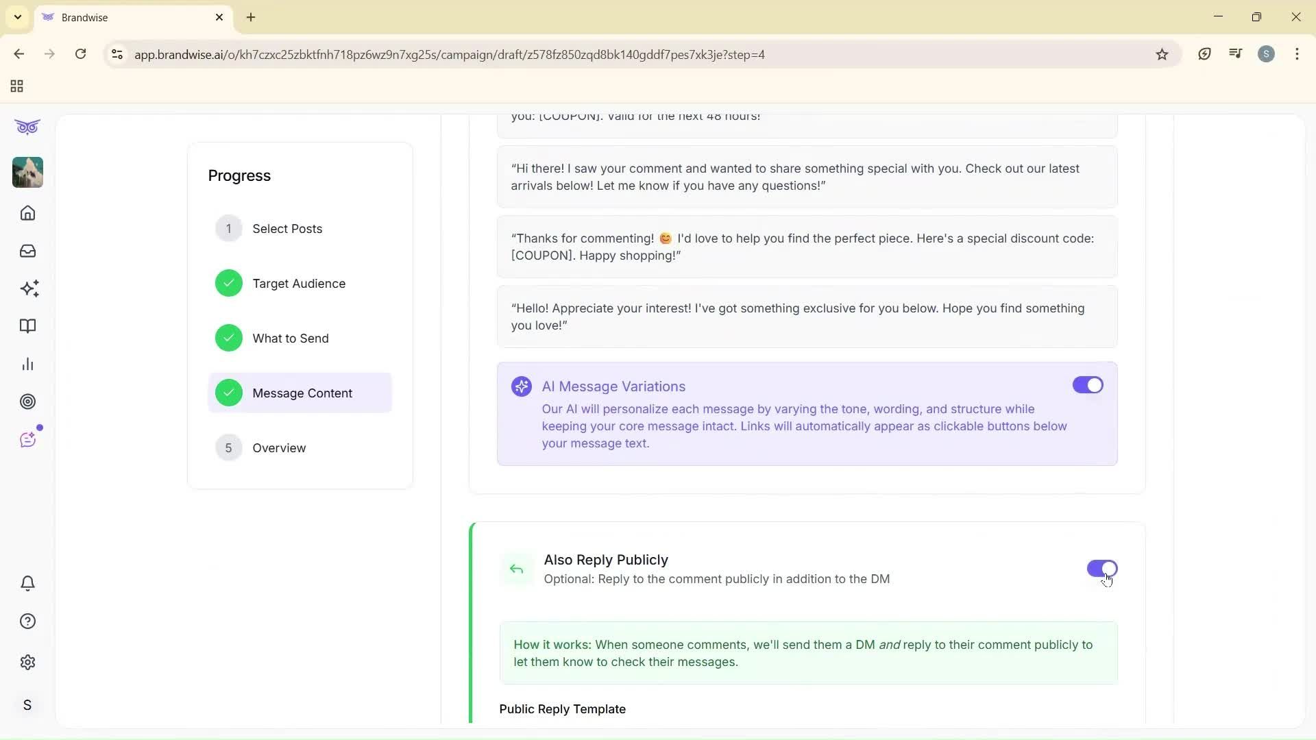 Creating a campaign screenshot