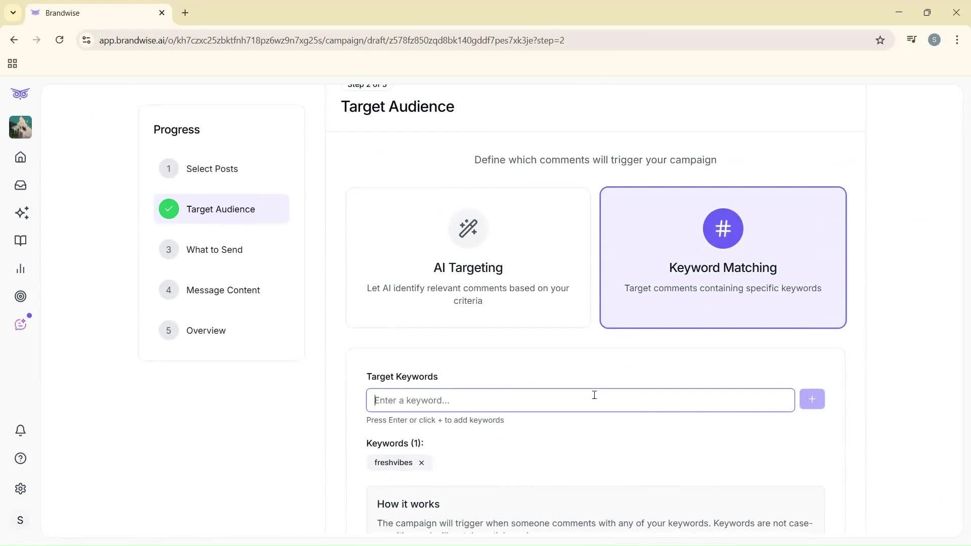 Creating a campaign screenshot