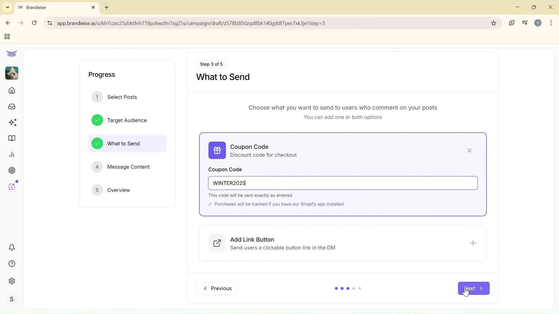 Creating a campaign screenshot