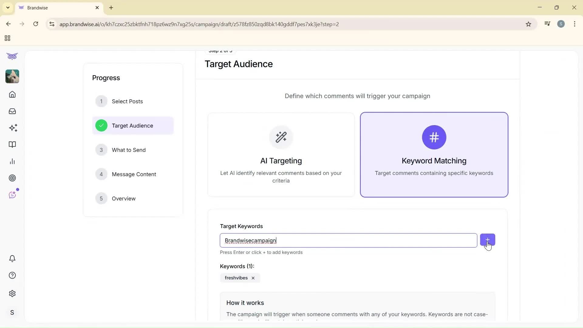 Creating a campaign screenshot