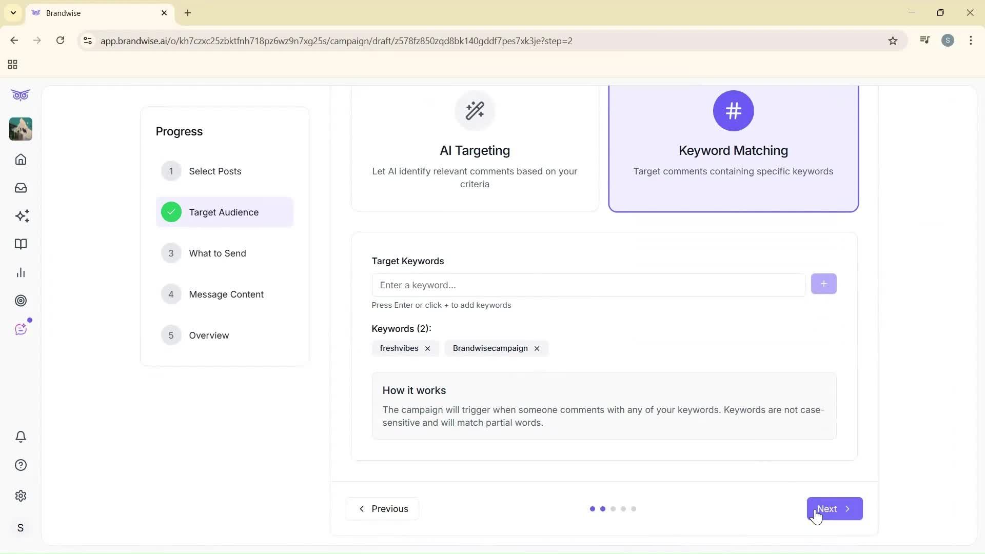 Creating a campaign screenshot