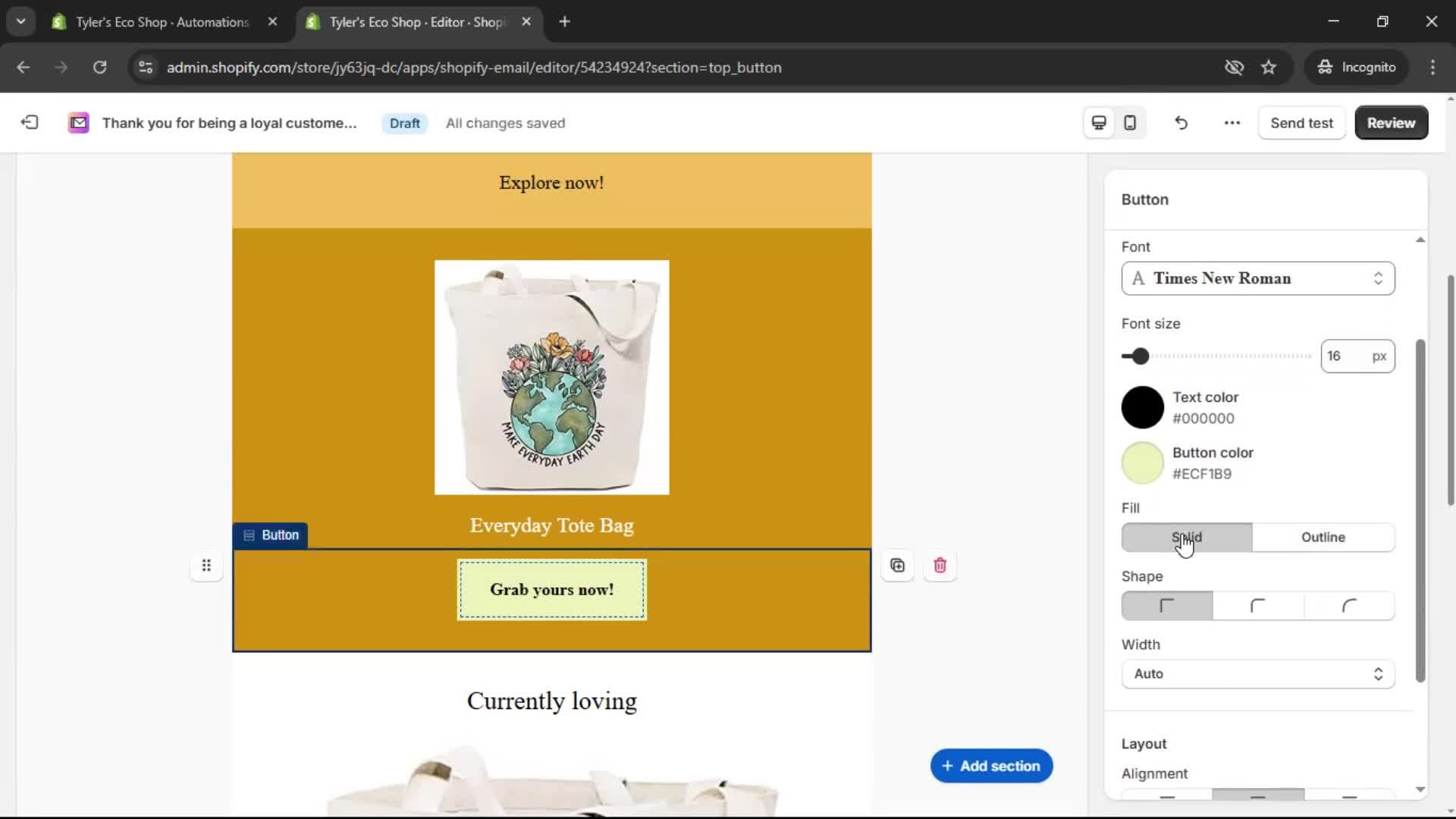 Creating an email campaign screenshot