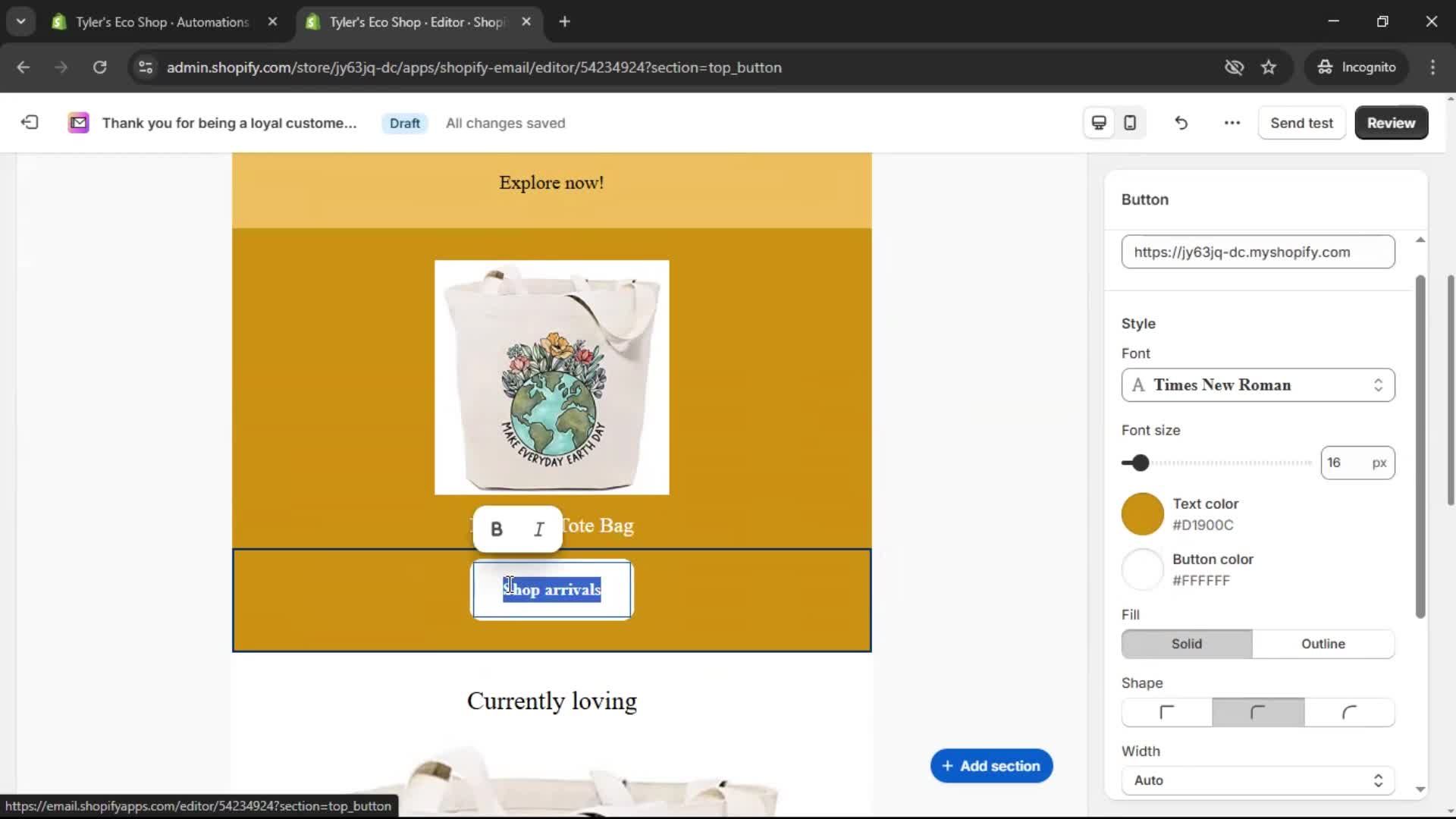 Creating an email campaign screenshot