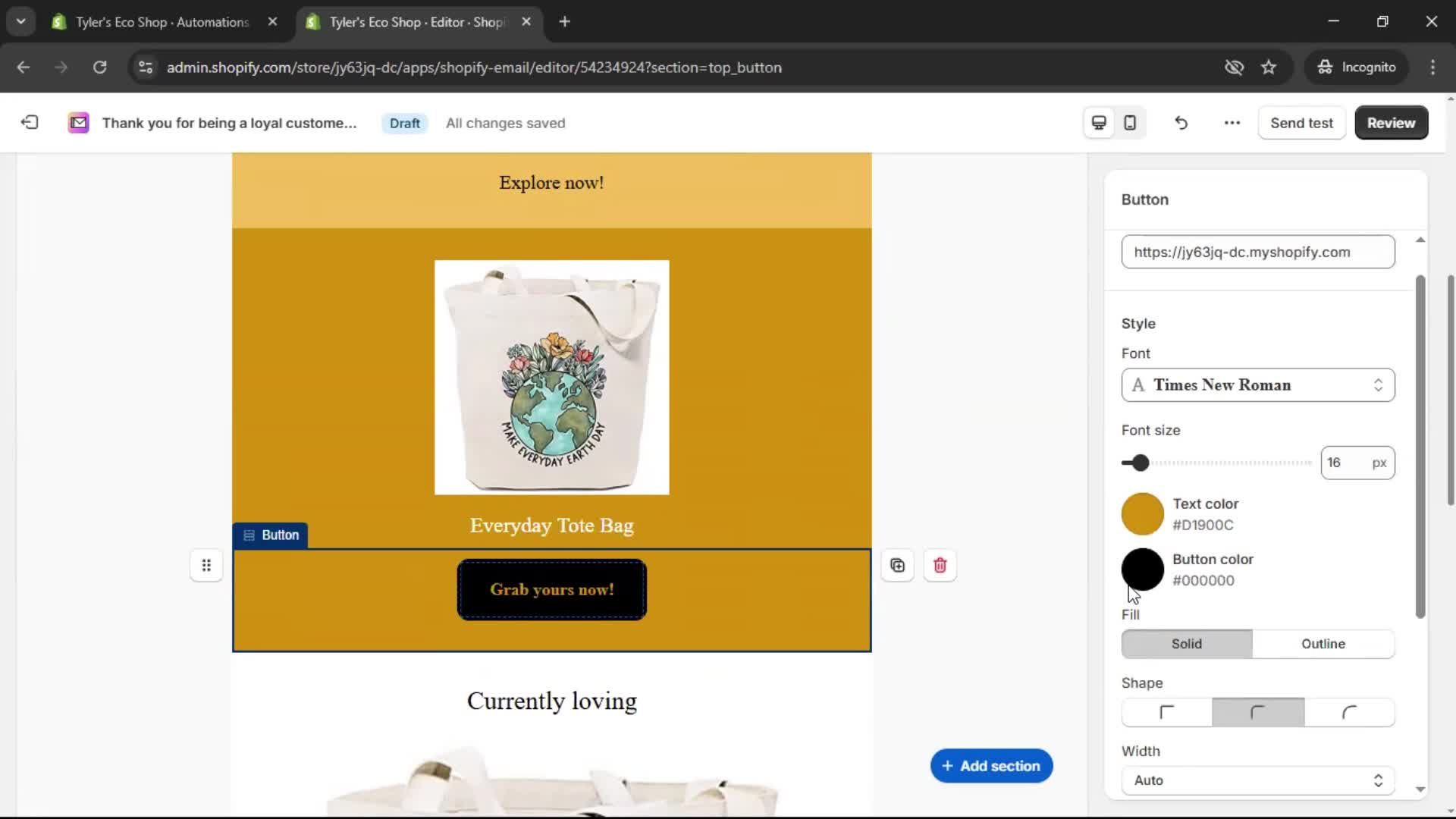 Creating an email campaign screenshot