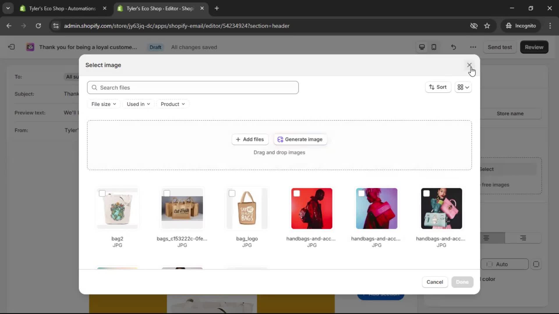 Creating an email campaign screenshot