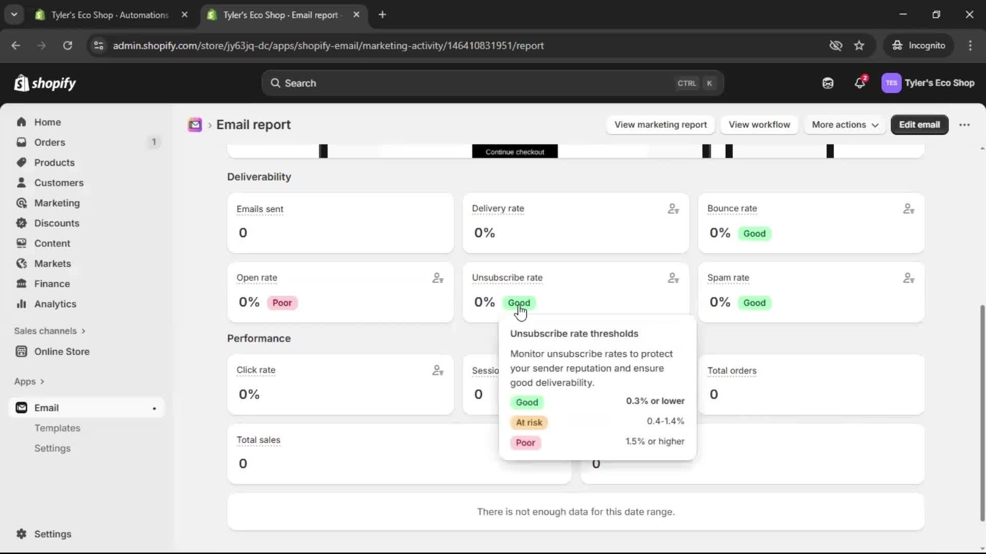 Creating an email campaign screenshot
