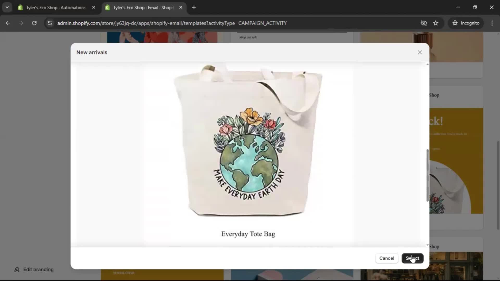 Creating an email campaign screenshot