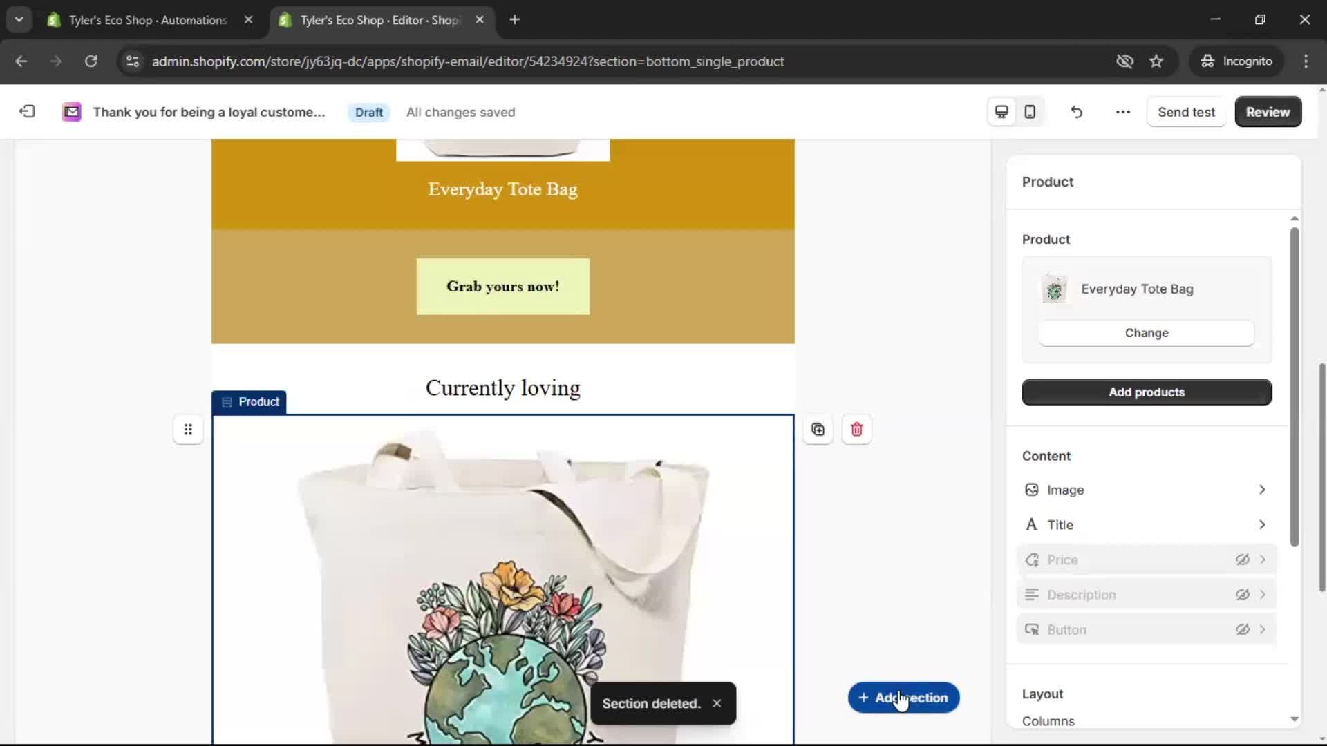 Creating an email campaign screenshot
