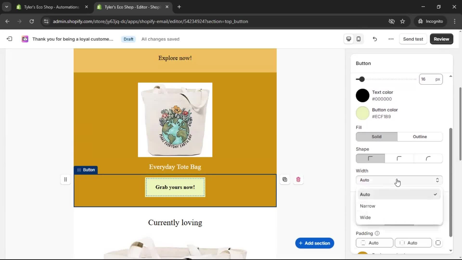 Creating an email campaign screenshot