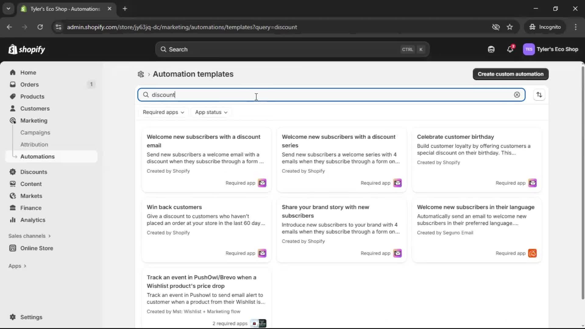Creating an email campaign screenshot