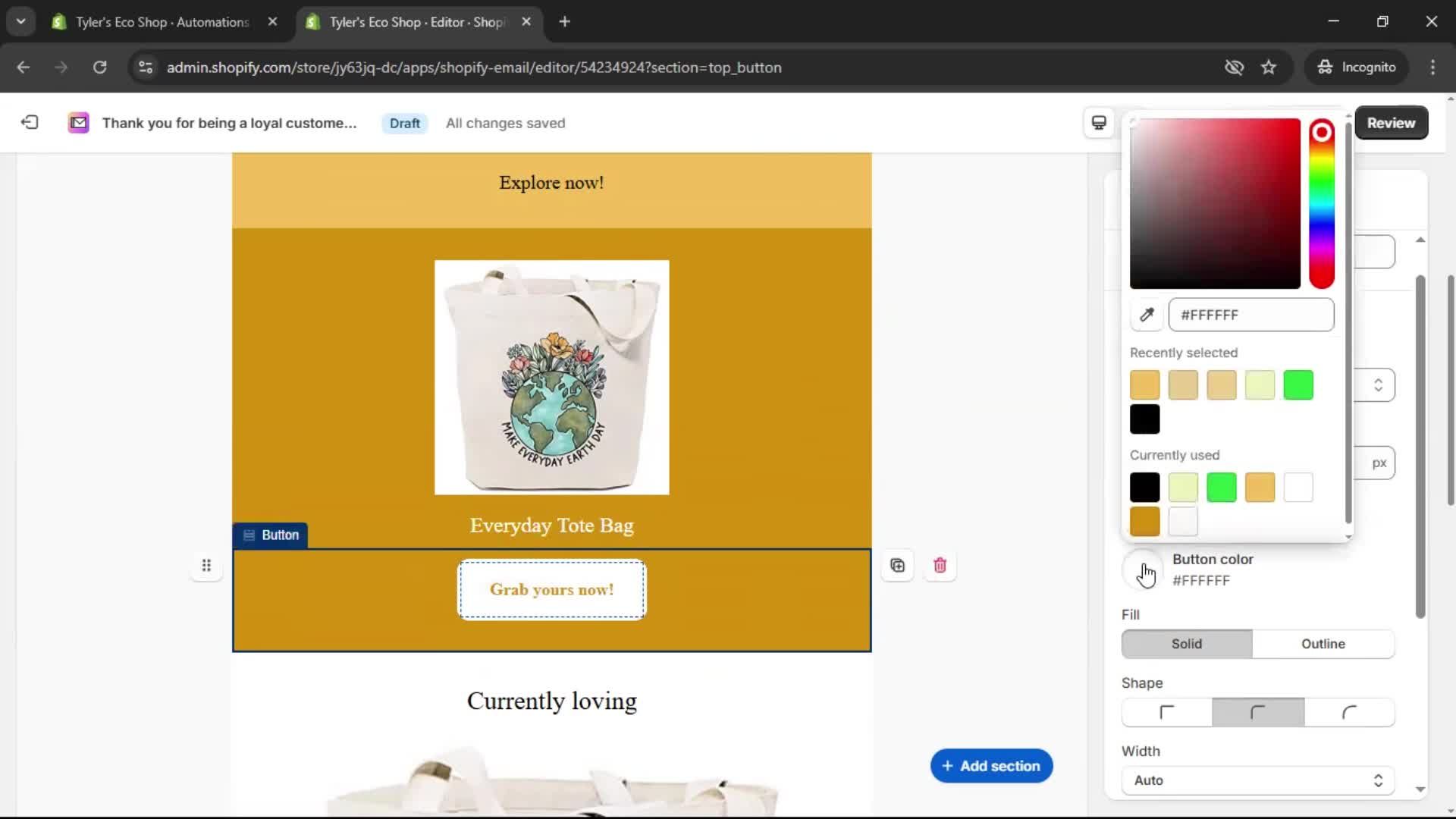 Creating an email campaign screenshot