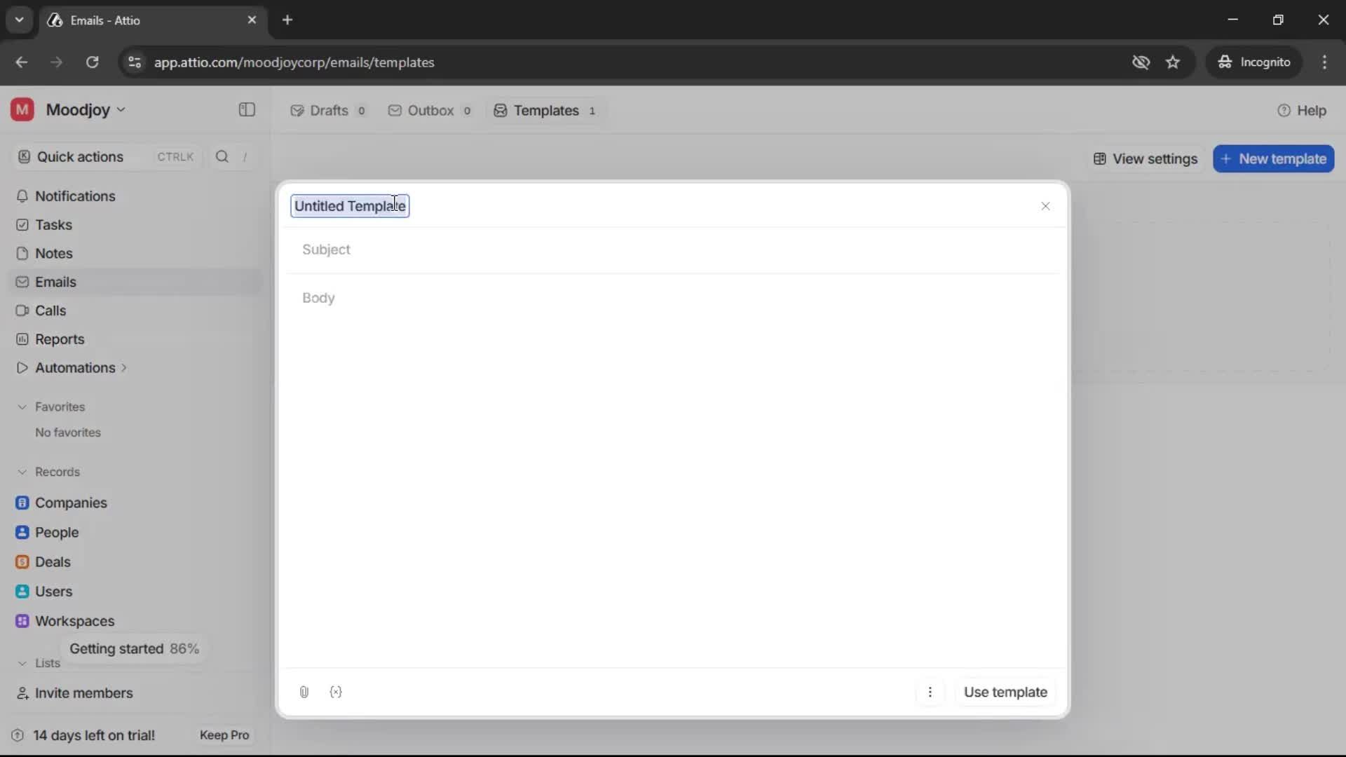 Creating email template screenshot