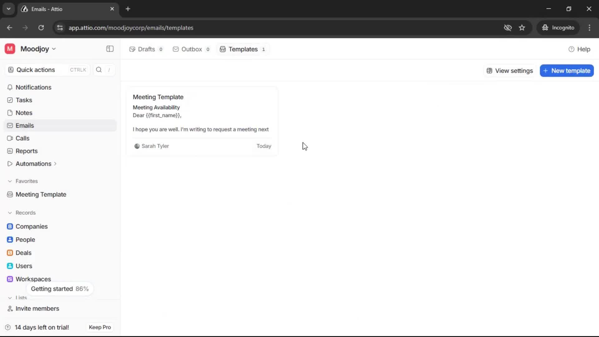 Creating email template screenshot