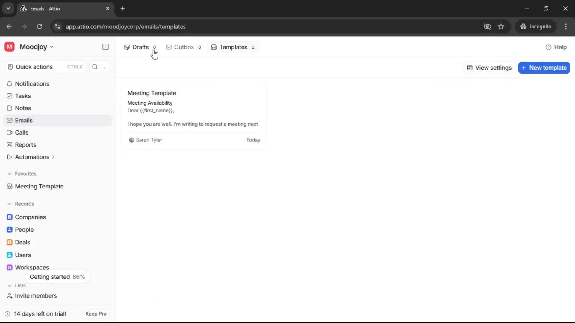 Creating email template screenshot