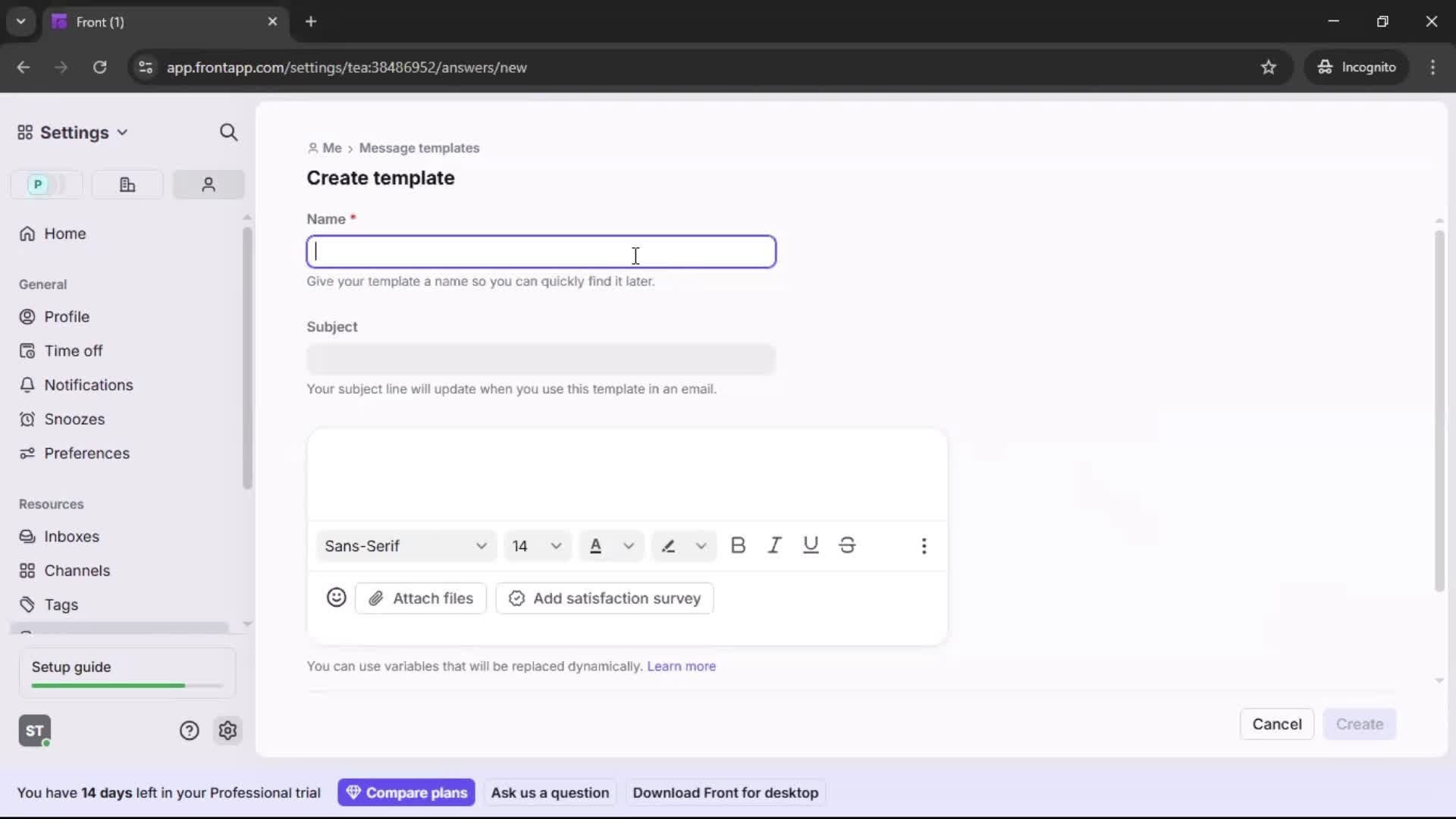 Creating a template screenshot