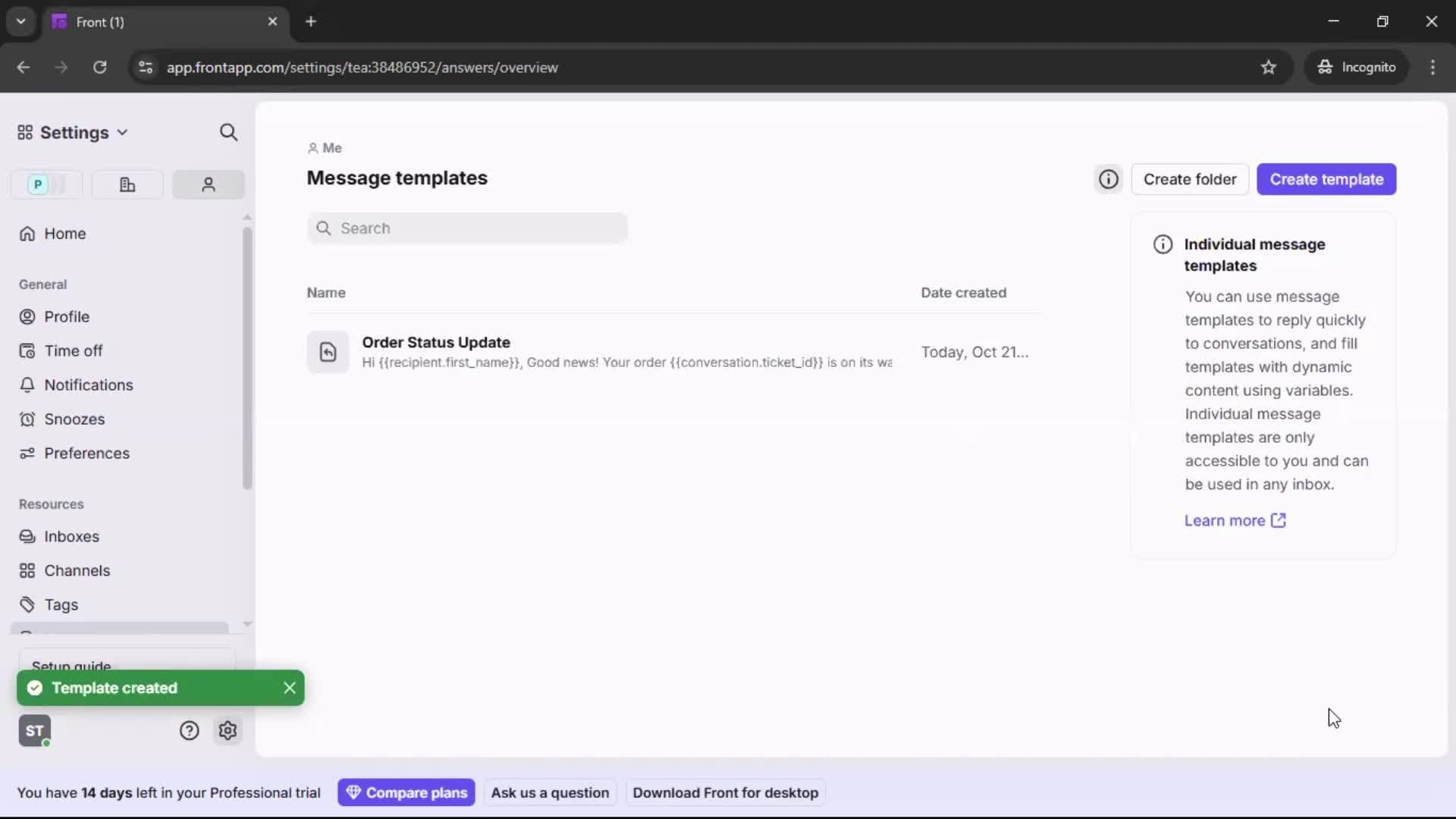 Creating a template screenshot
