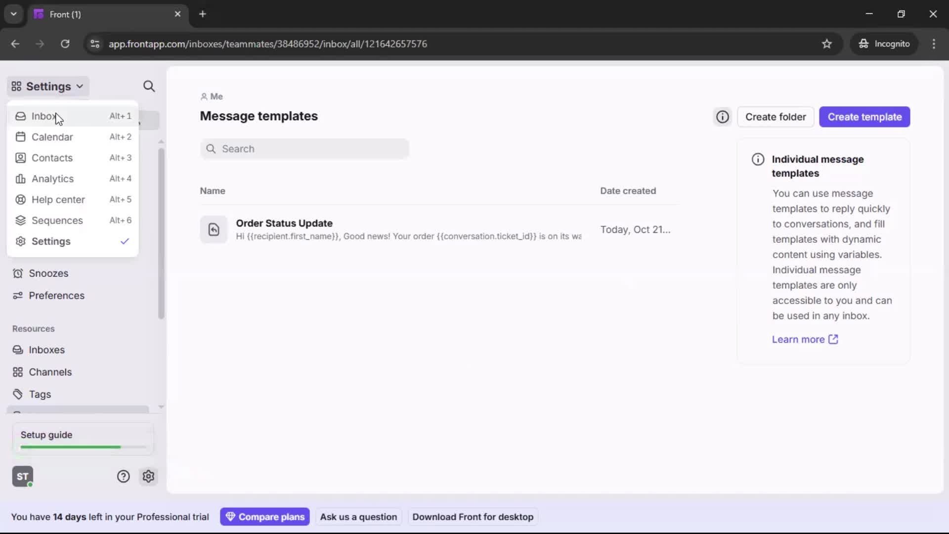 Creating a template screenshot