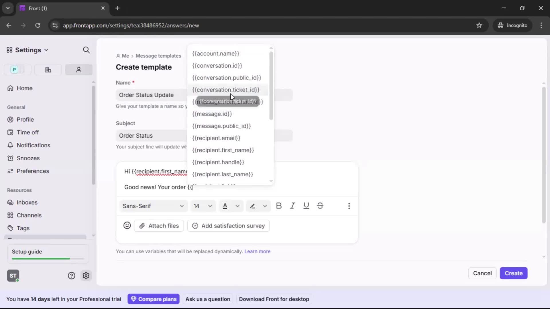 Creating a template screenshot