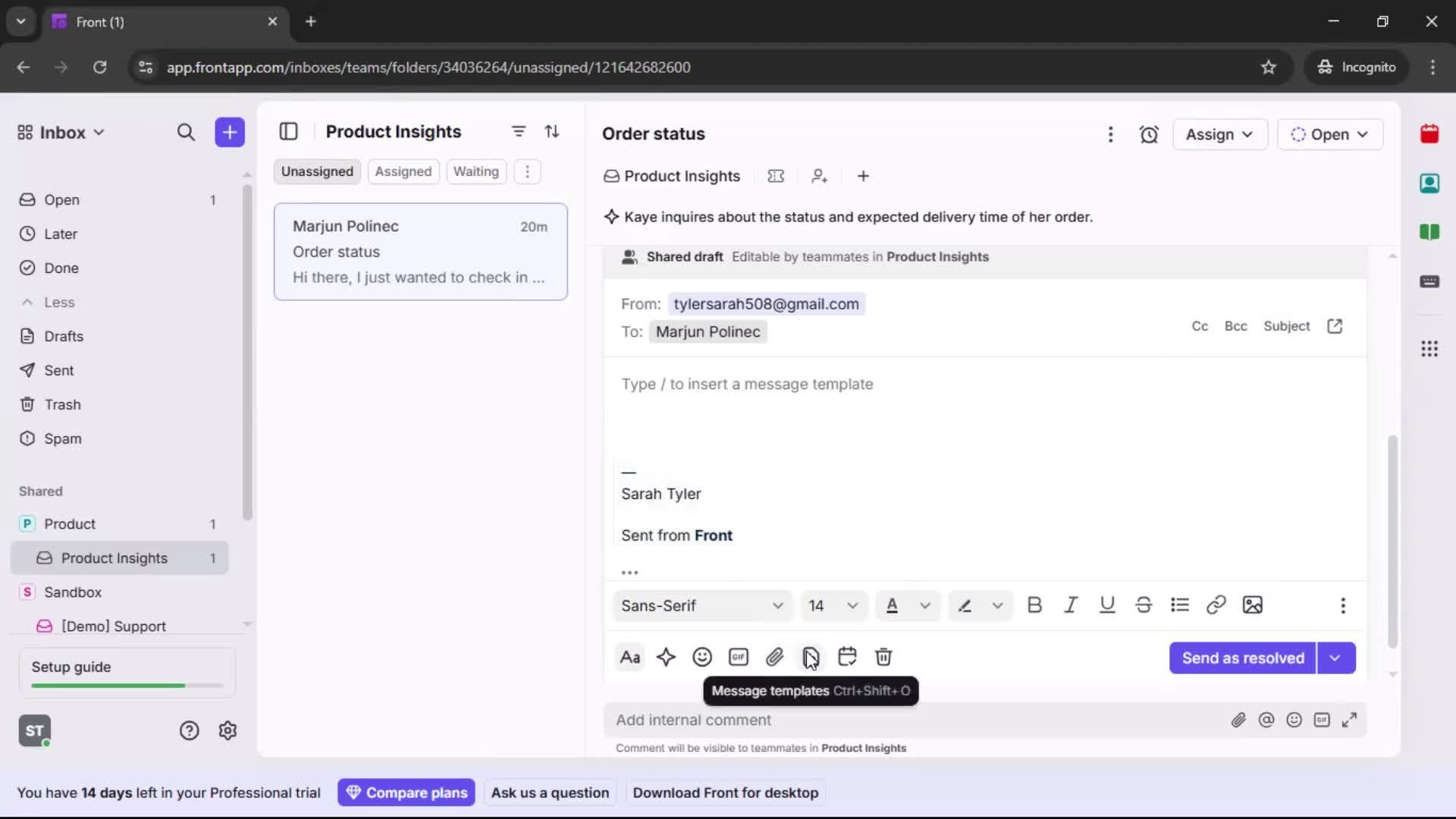 Creating a template screenshot