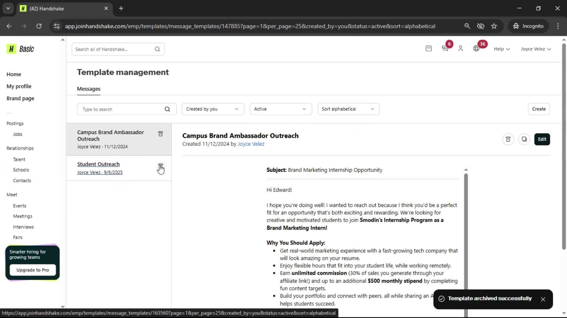 Creating email template screenshot