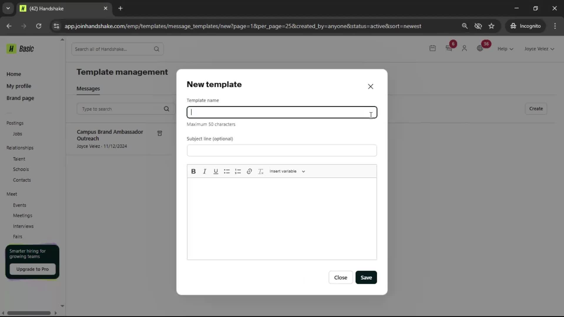 Creating email template on Handshake video thumbnail