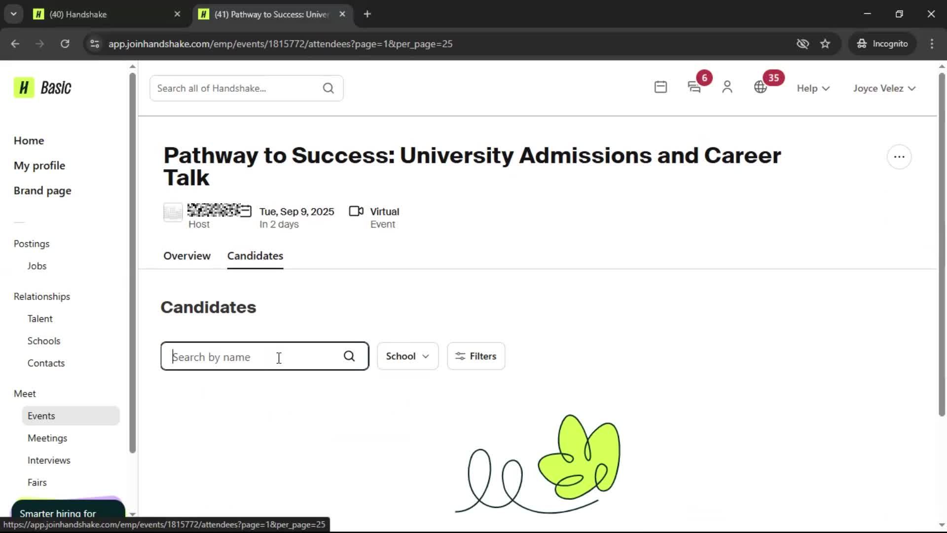 Creating an event screenshot