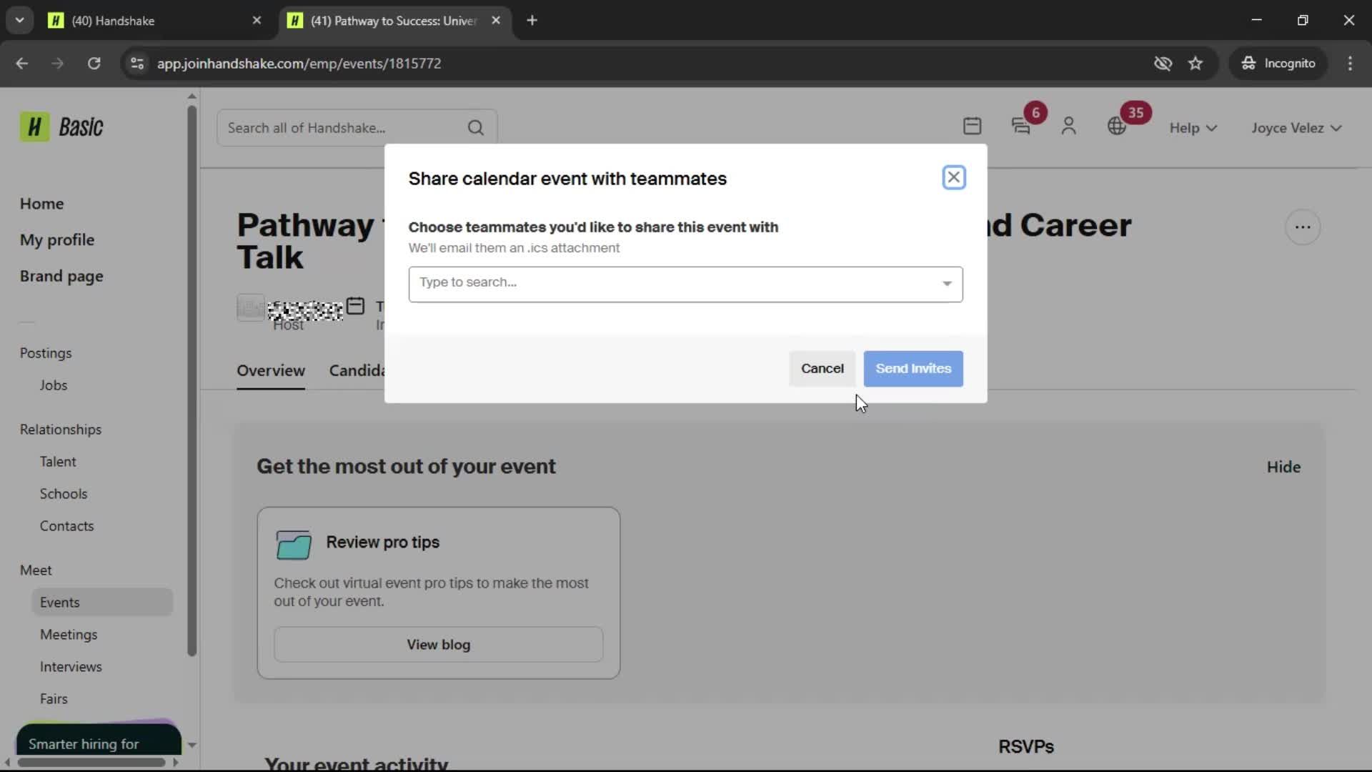 Creating an event screenshot