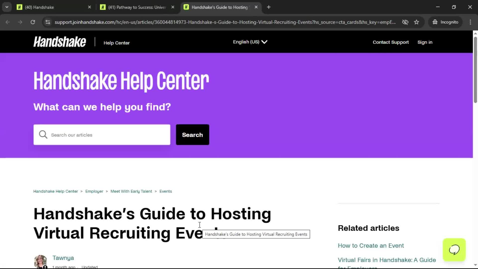 Creating an event screenshot