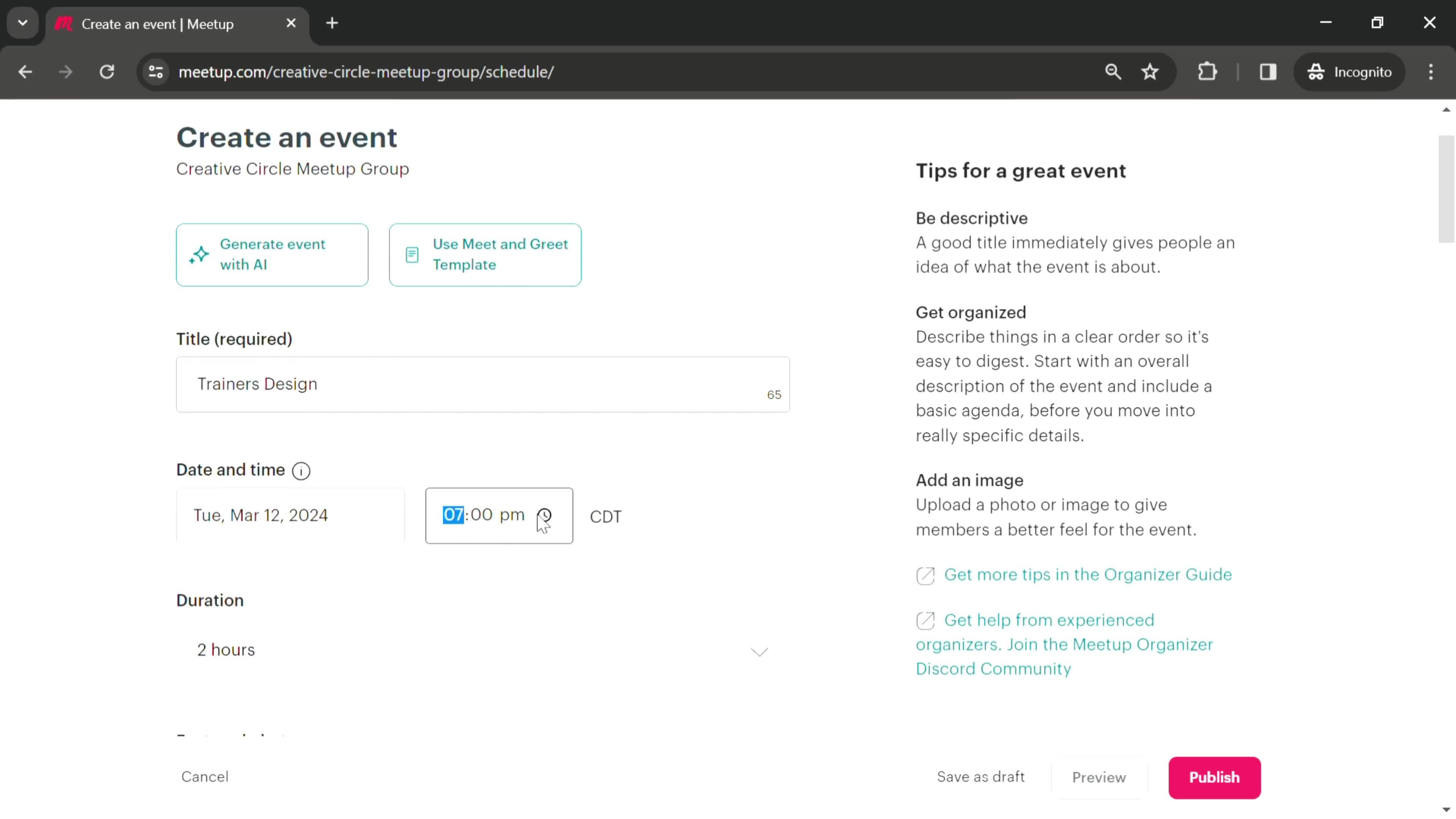 Creating an event on Meetup video thumbnail