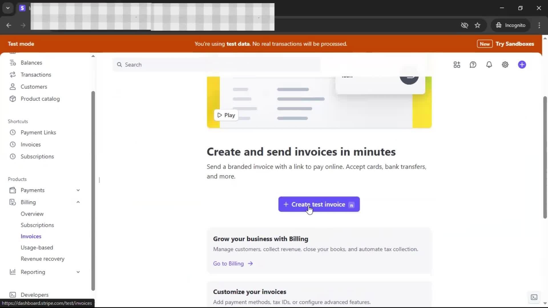 Creating an invoice on Stripe video thumbnail