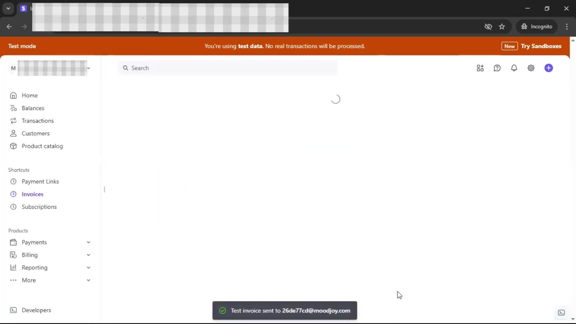 Creating an invoice screenshot