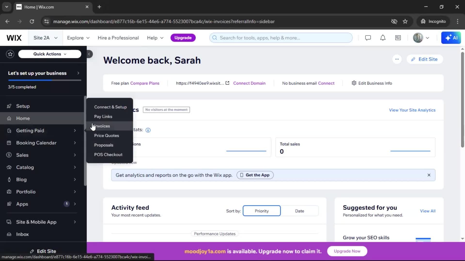 Creating an invoice screenshot