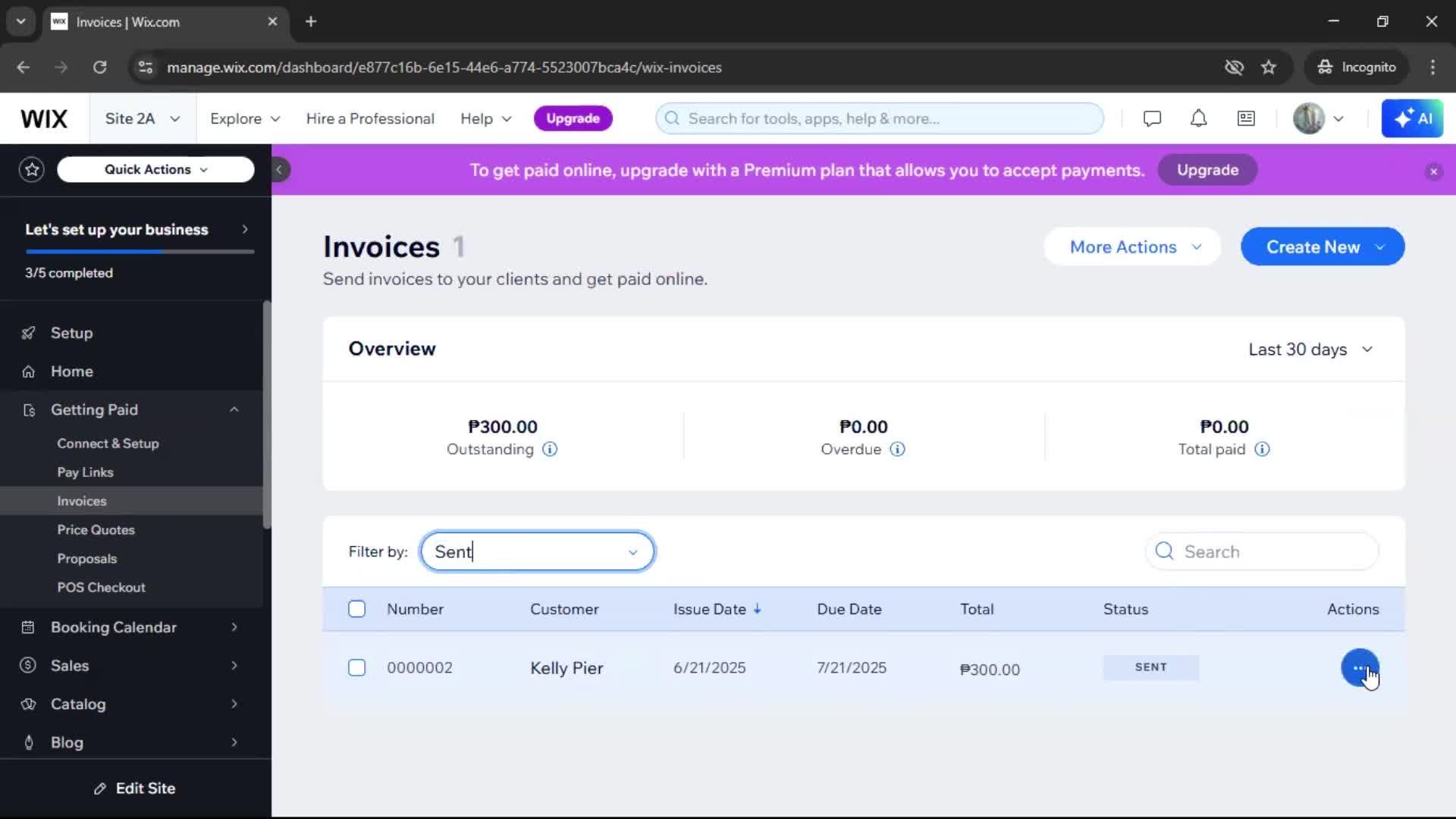 Creating an invoice screenshot