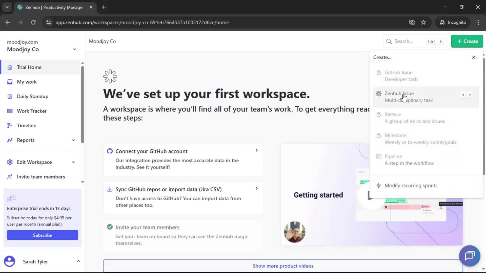 Creating new issue screenshot
