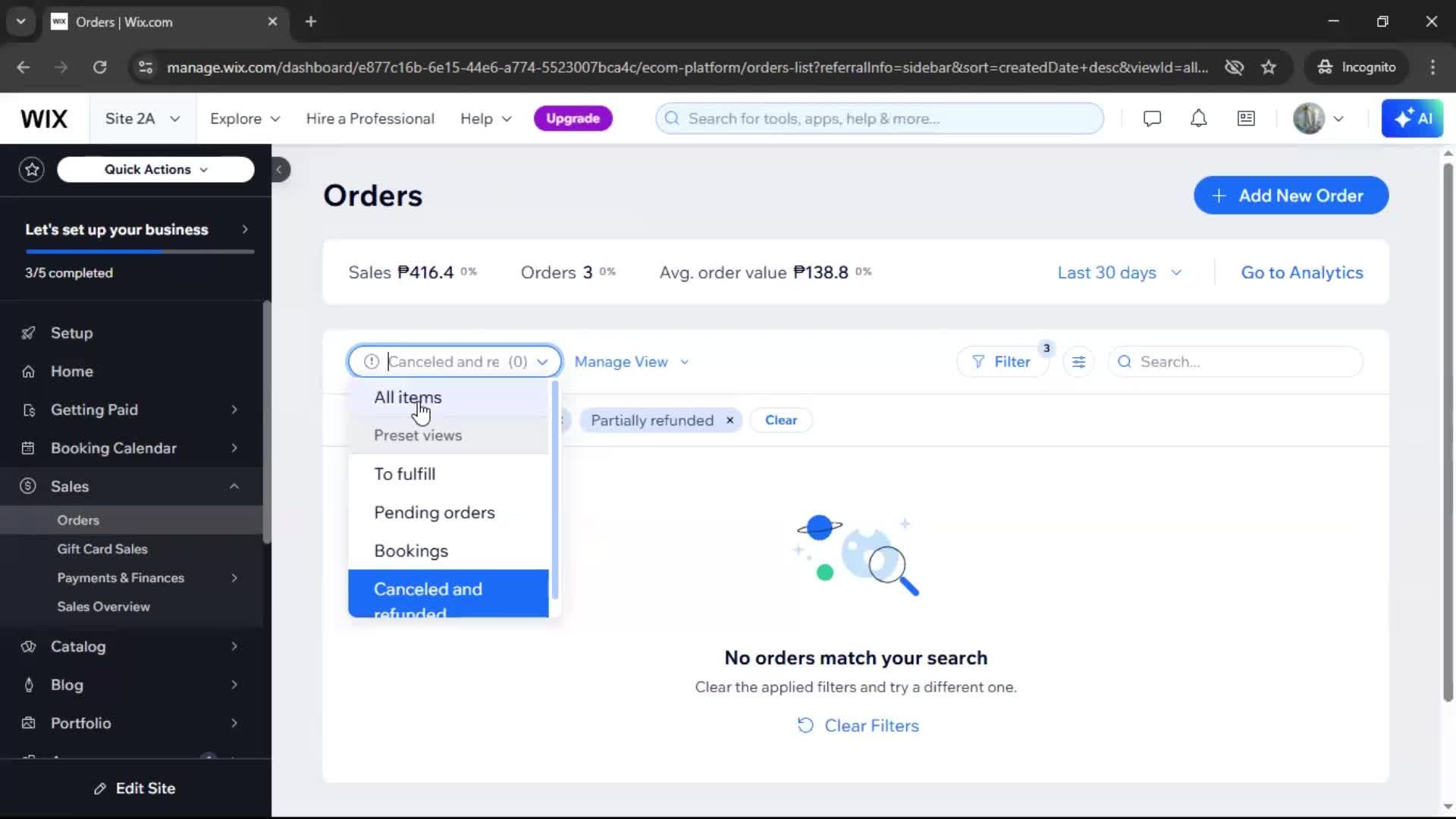 Creating a purchase order screenshot