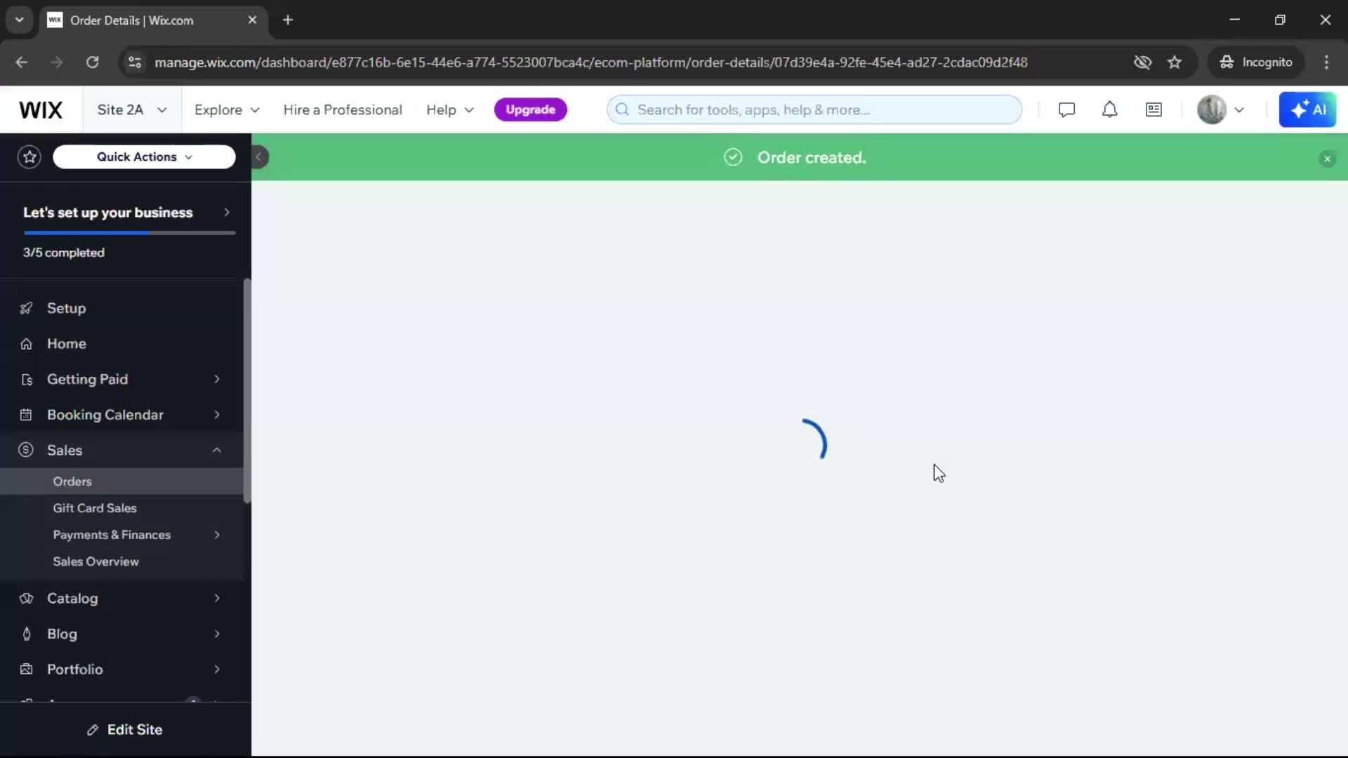 Creating a purchase order screenshot