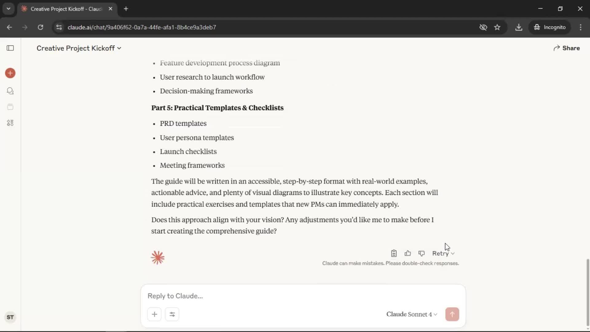 Creating artifacts screenshot