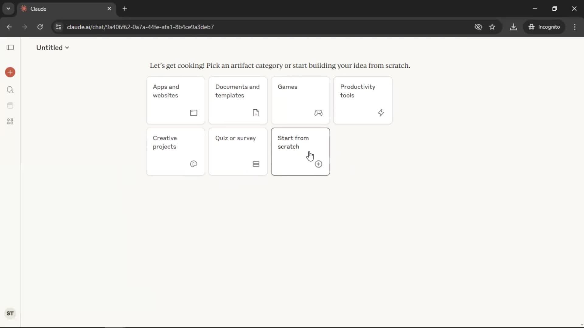 Creating artifacts screenshot