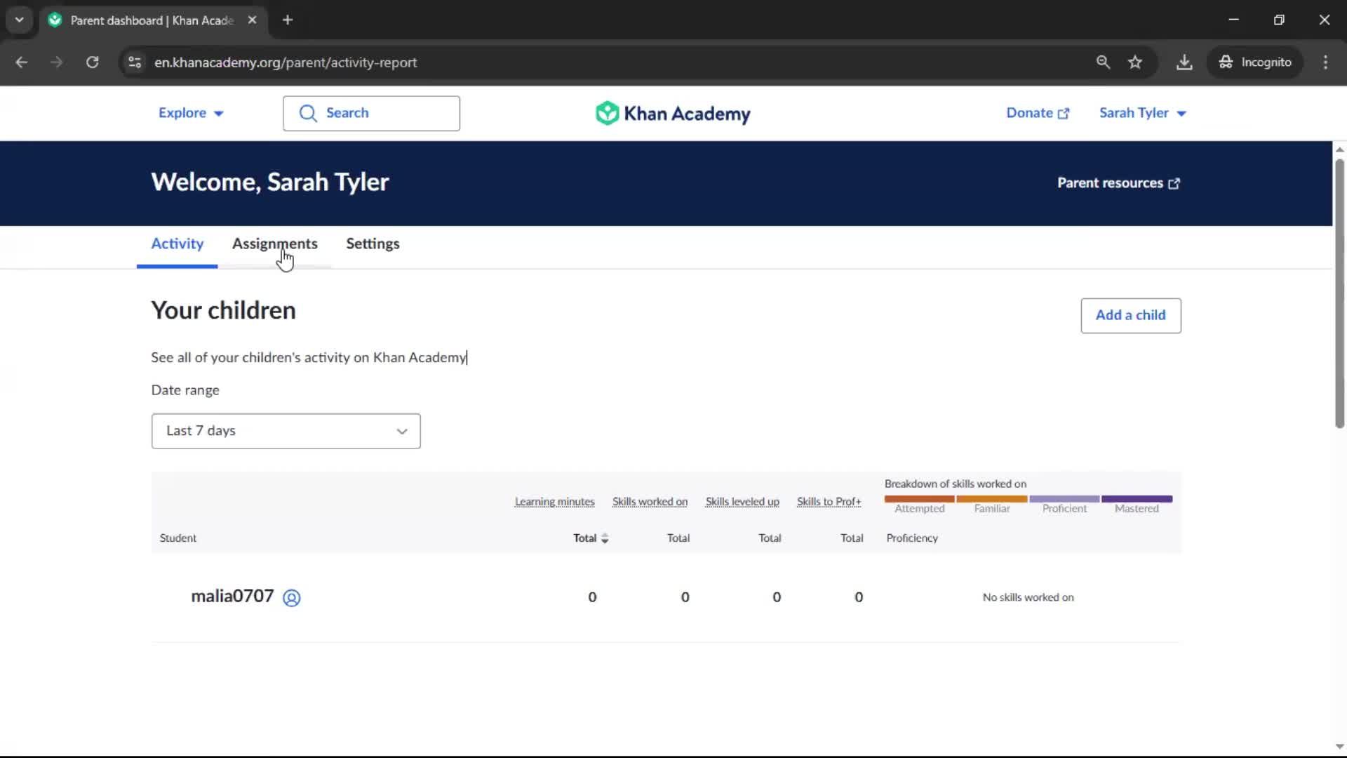 Creating an assignment screenshot