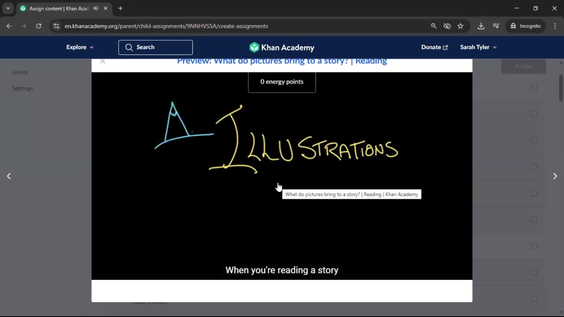Creating an assignment screenshot