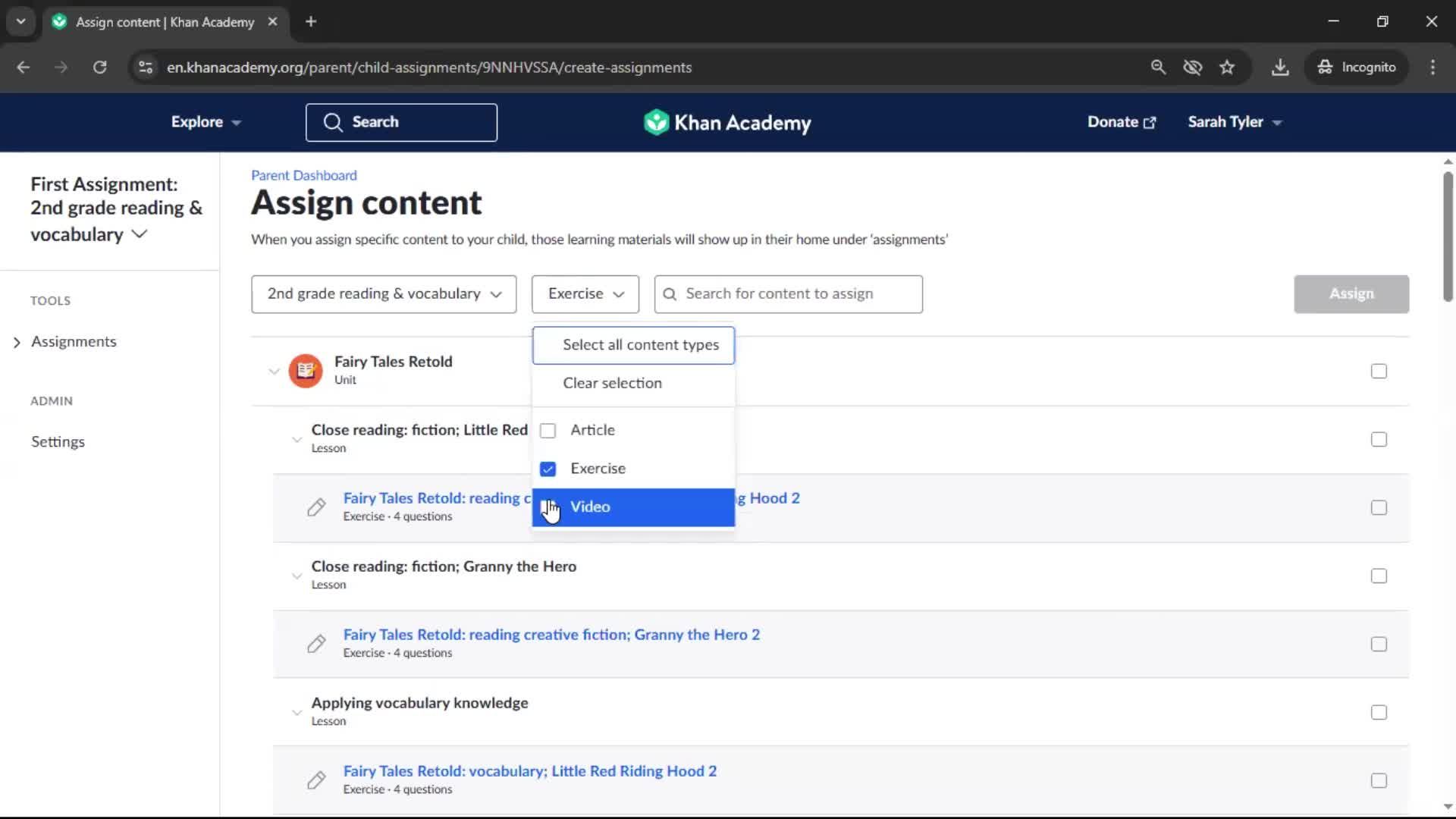 Creating an assignment screenshot