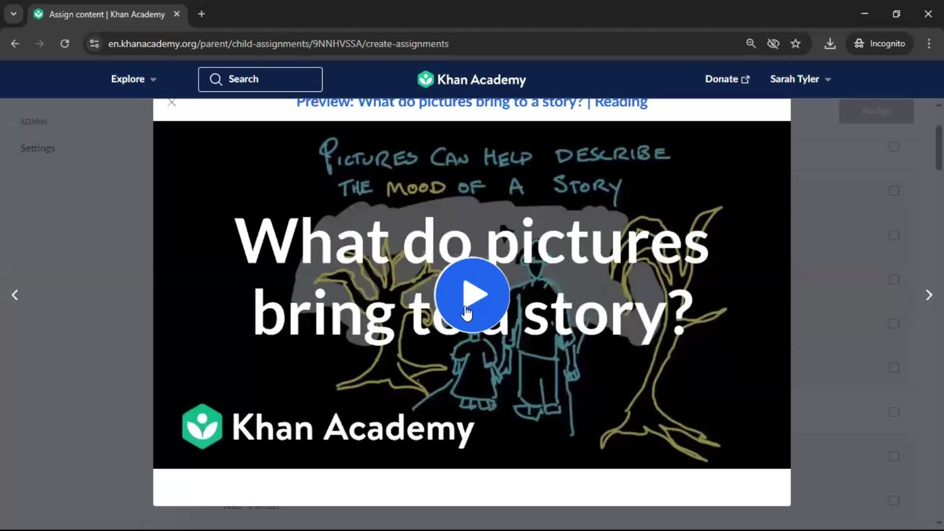 Creating an assignment screenshot