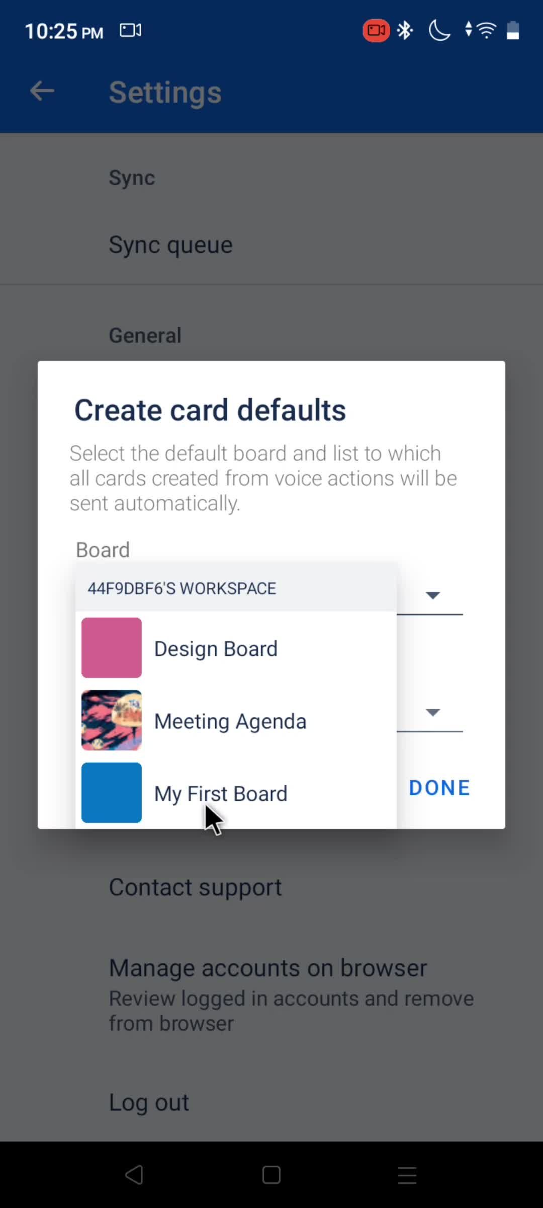 Creating card defaults screenshot