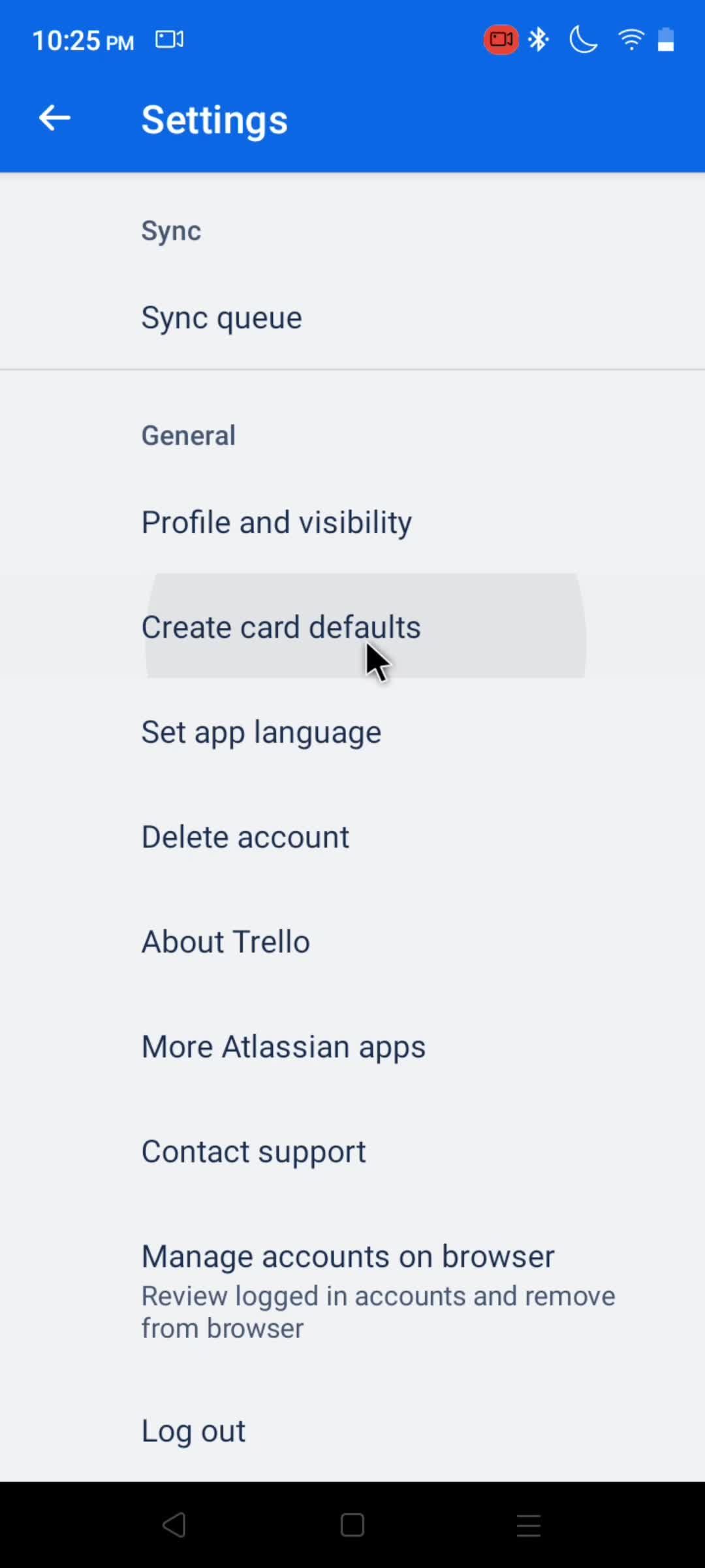 Creating card defaults screenshot