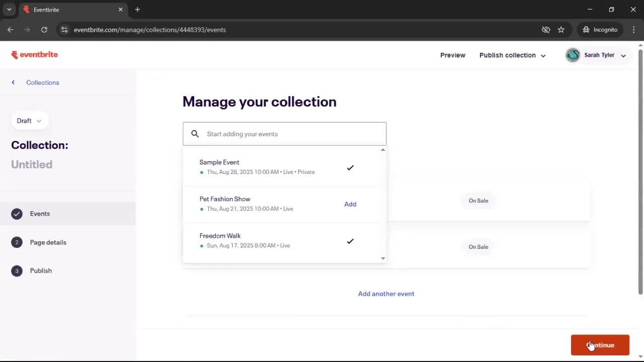 Creating a collection screenshot