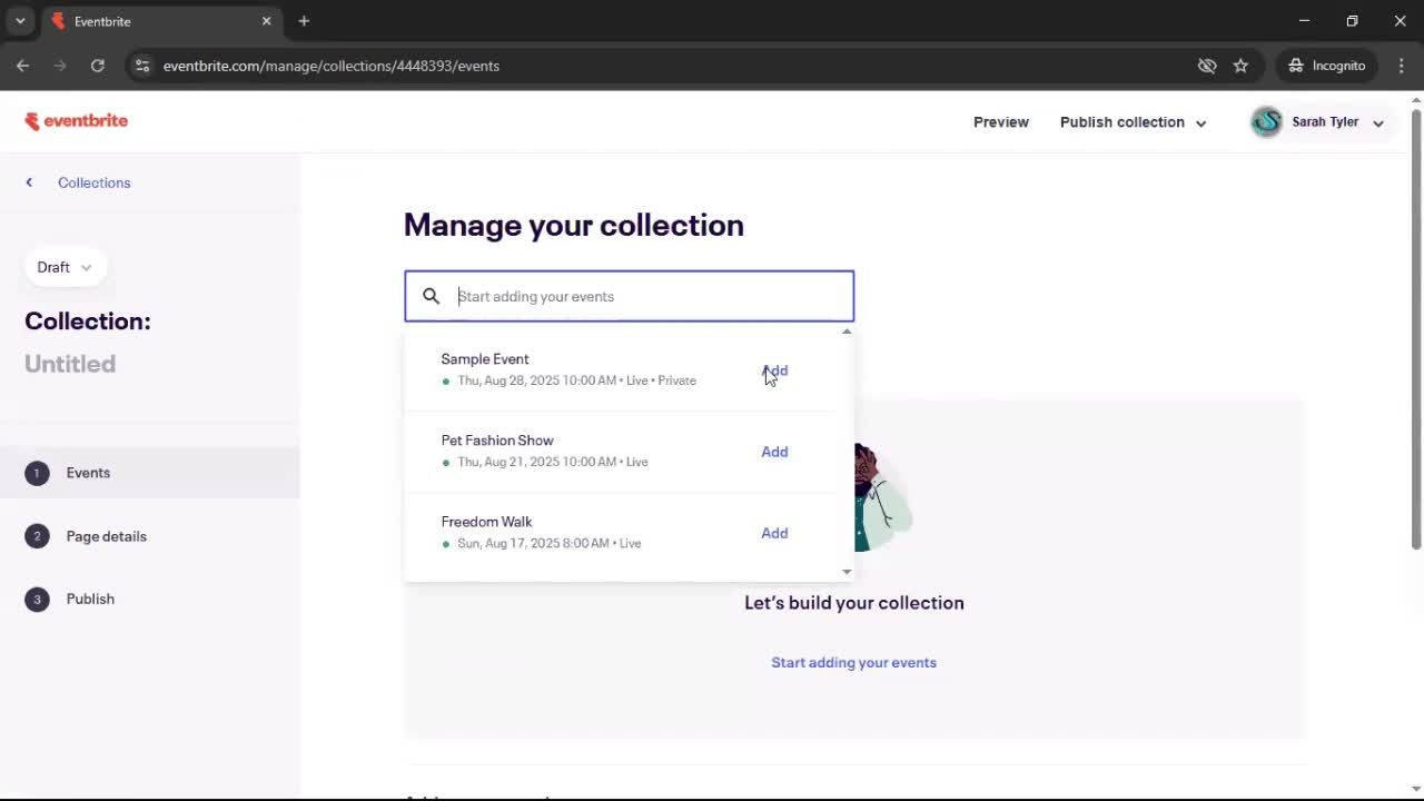 Creating a collection screenshot