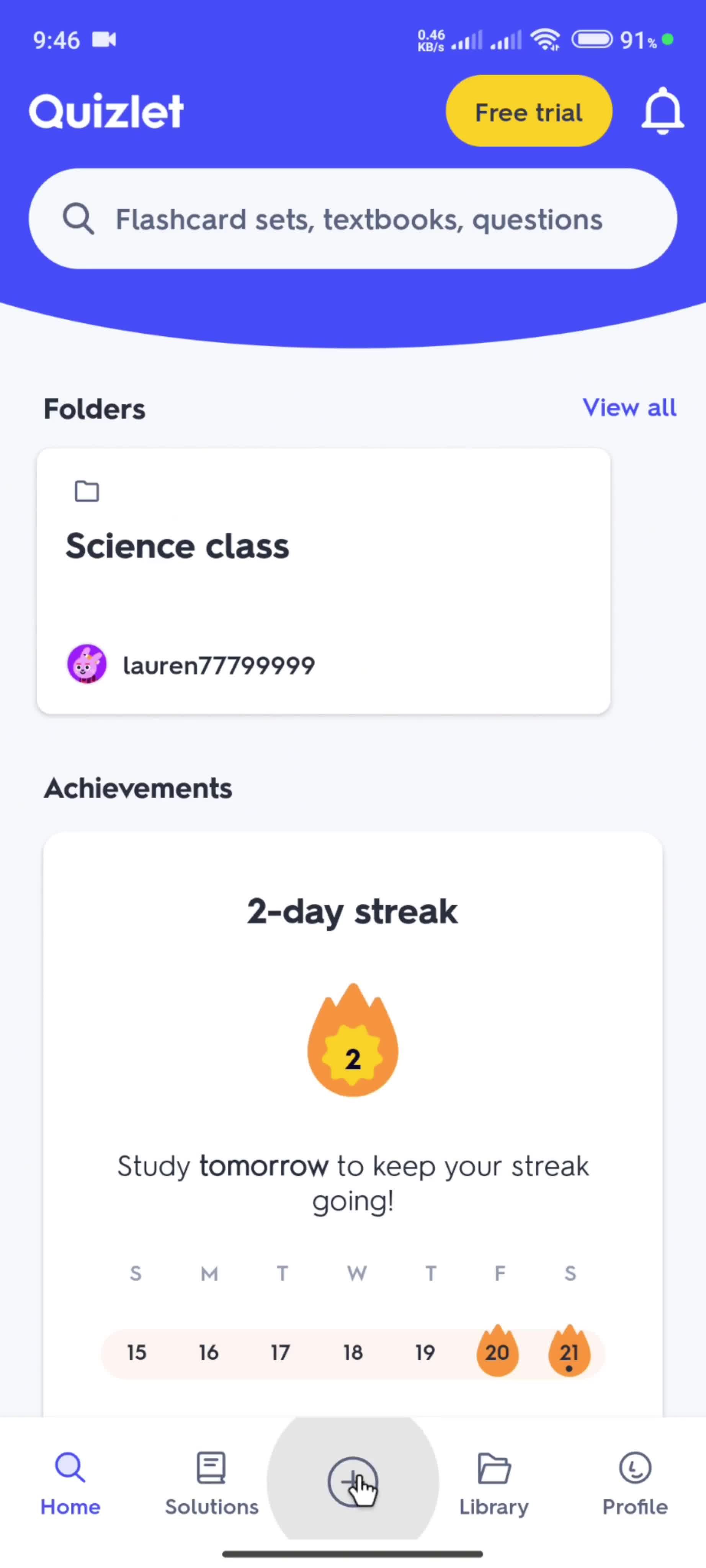 Creating flashcard set screenshot