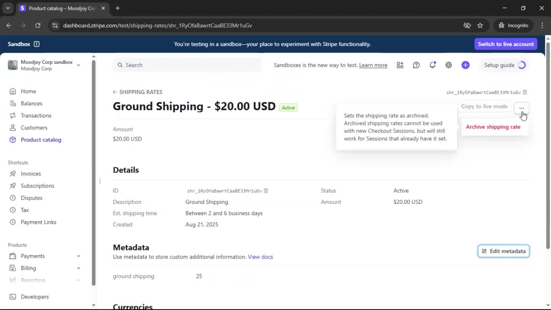 Creating shipping rate on Stripe video thumbnail