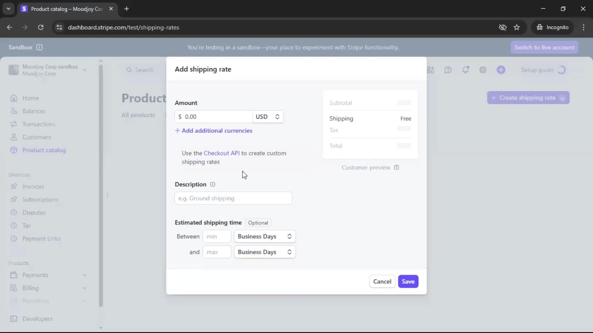 Creating shipping rate on Stripe video thumbnail