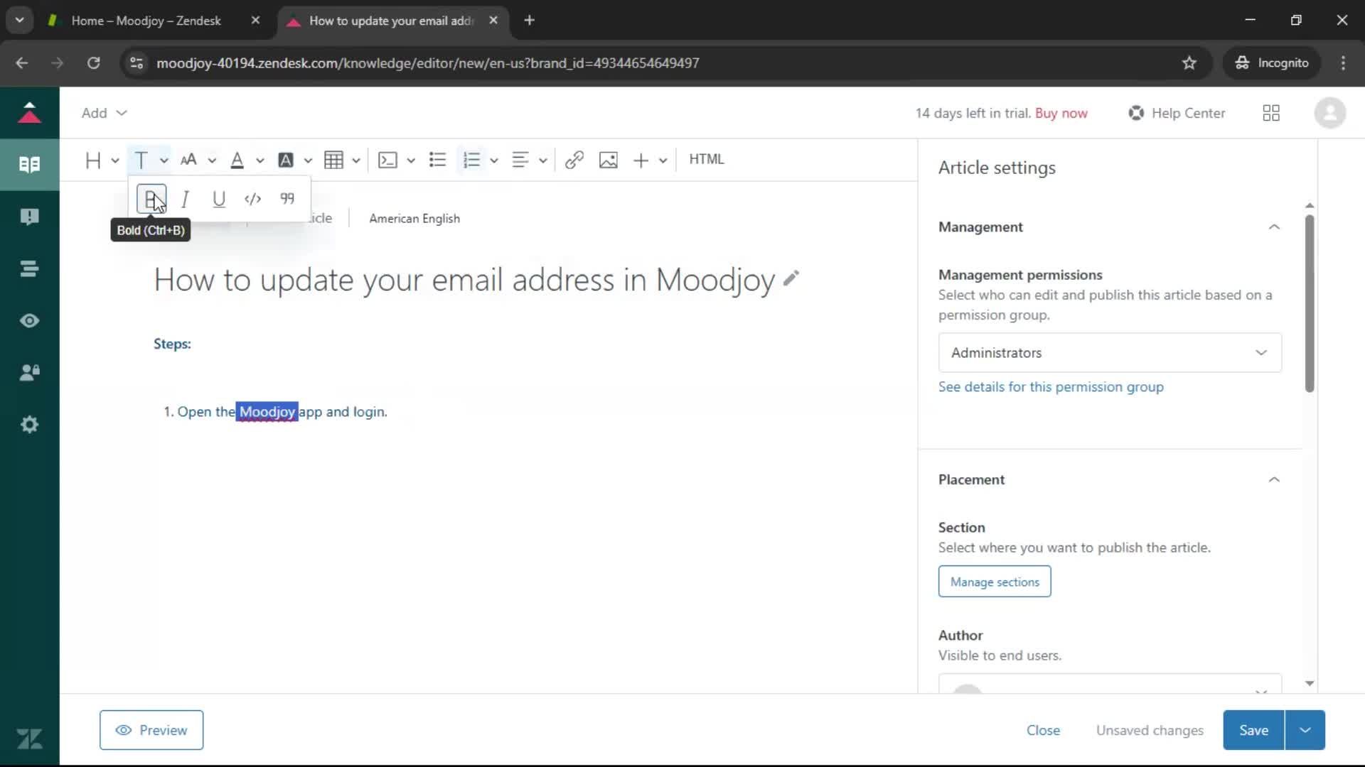 Creating a support article screenshot